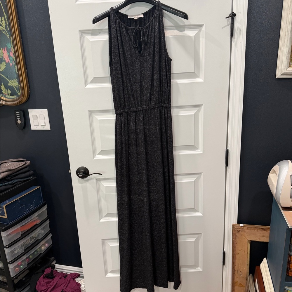 LOFT knit Black Marled Sleeveless Maxi Dress